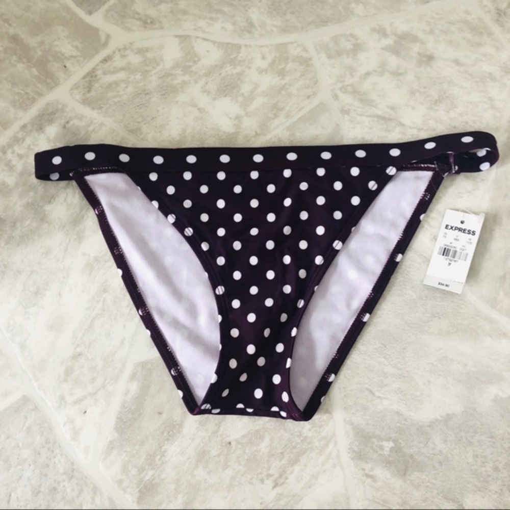 NWT EXPRESS purple polkadot bikini bottoms Size medium